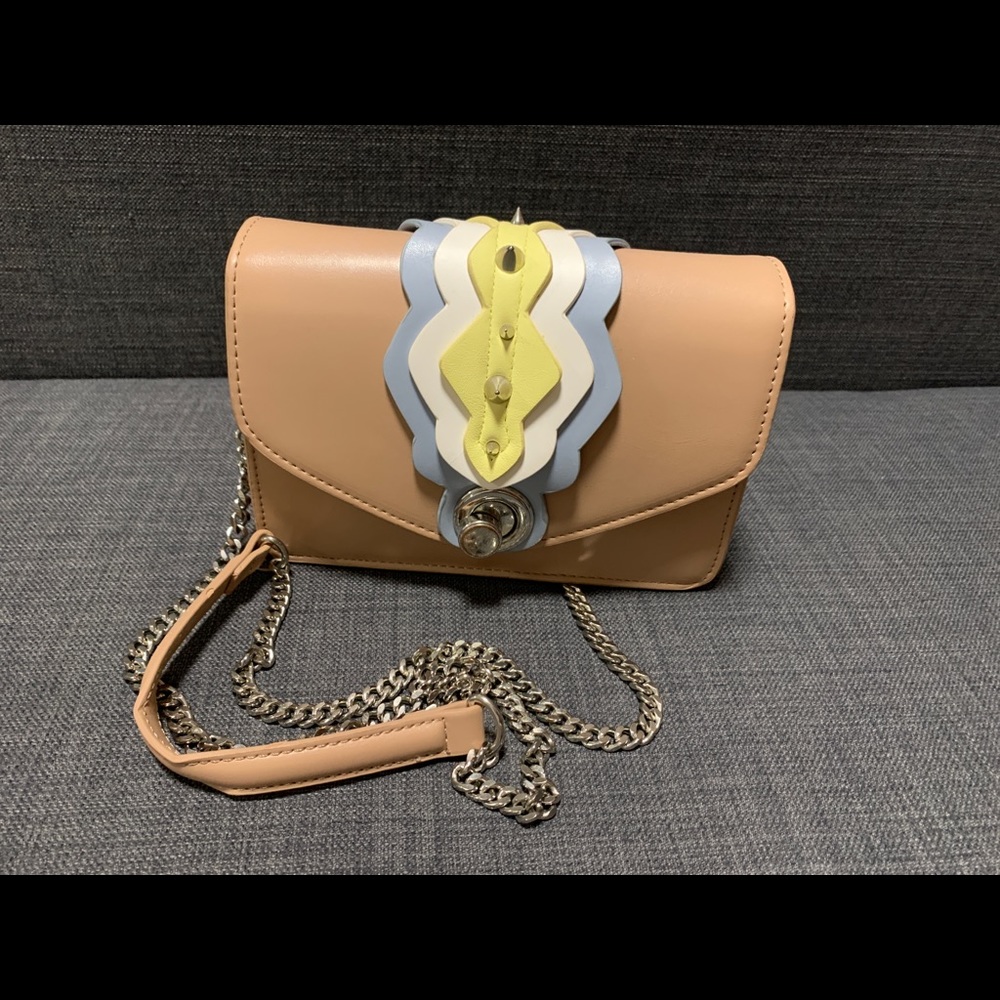 Pink accent Zara bag with studs and chain strap